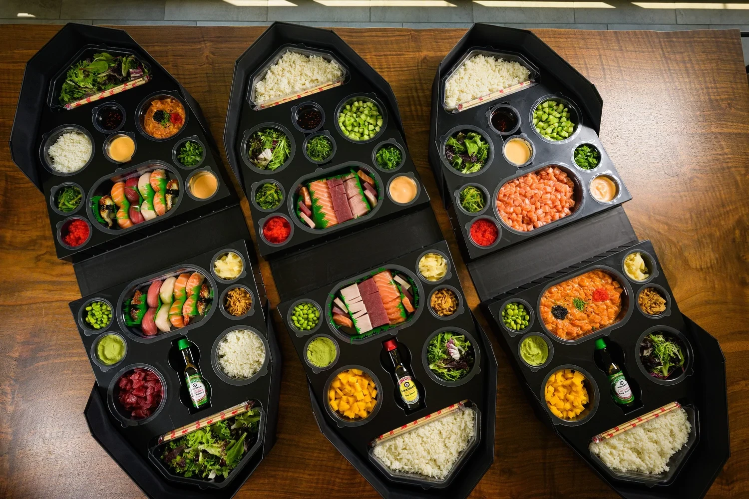 Sushi Boat catering trays with fresh ingredients